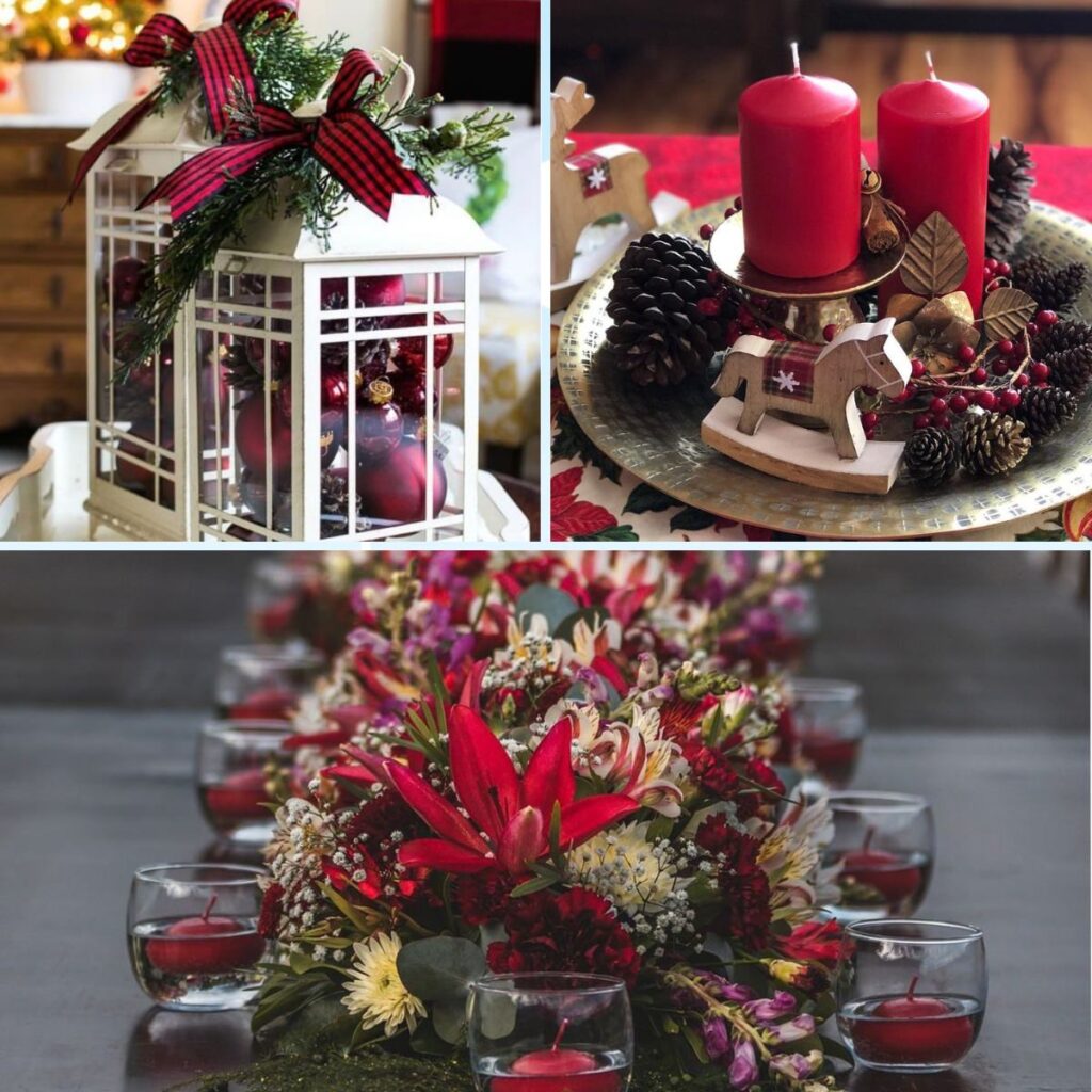 Christmas-inspired wedding centerpieces and tablescapes