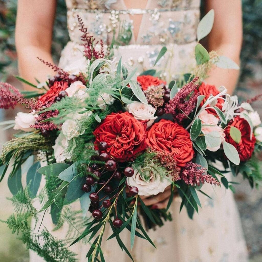 A big Christmas wedding bouquet